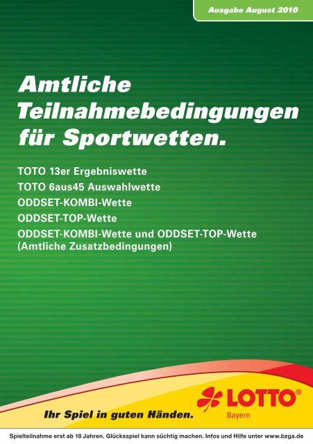 Amtliche Teilnahmebedingungen für Sportwetten. - LOTTO Bayern