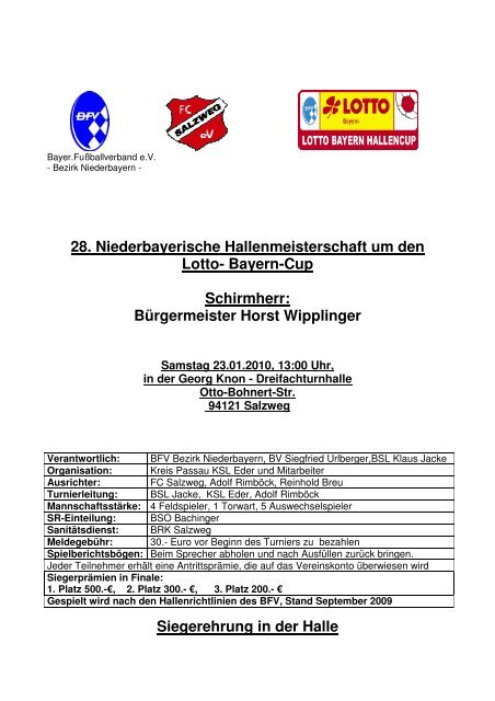 28. Niederbayerische Hallenmeisterschaft um den Lotto- Bayern ...