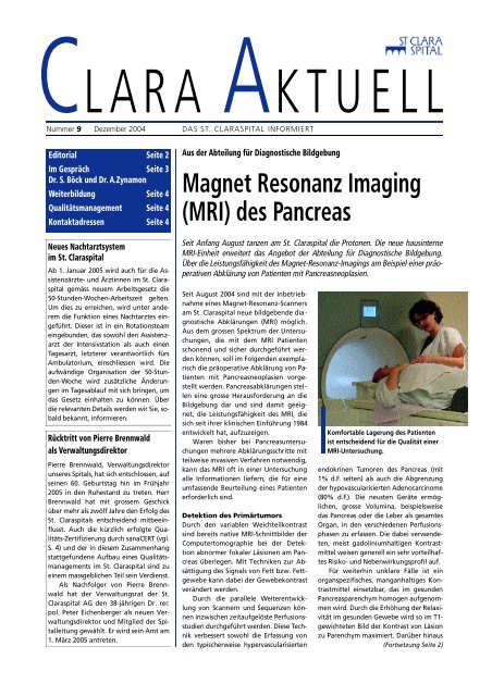 Magnet Resonanz Imaging (MRI) des Pancreas - Claraspital