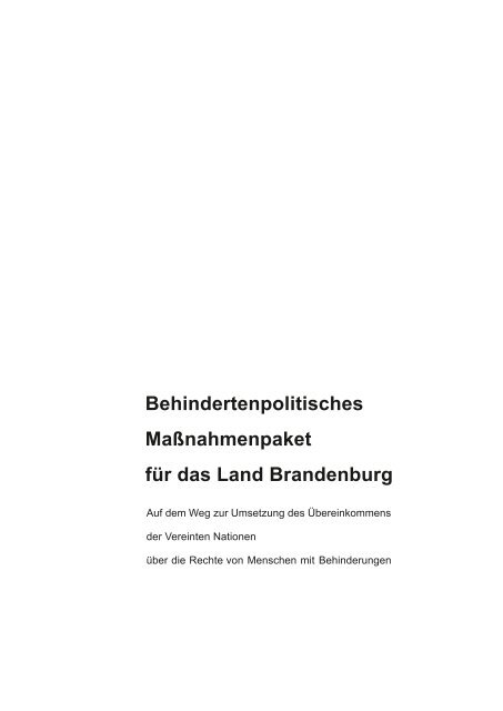 Behindertenpolitisches Maßnahmenpaket für das Land Brandenburg