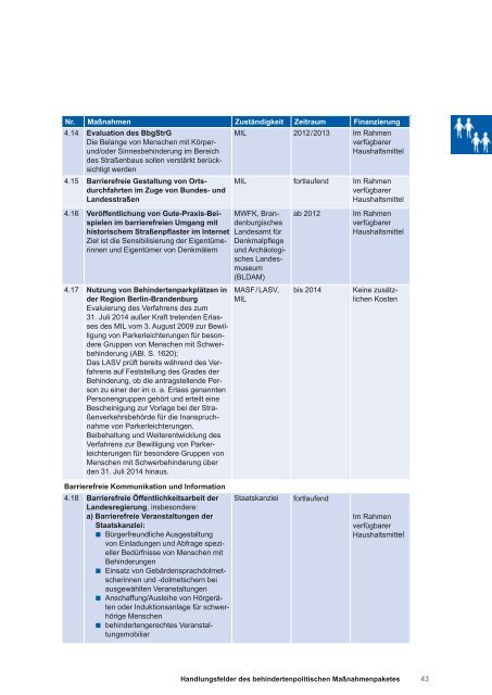 Behindertenpolitisches Maßnahmenpaket für das Land Brandenburg