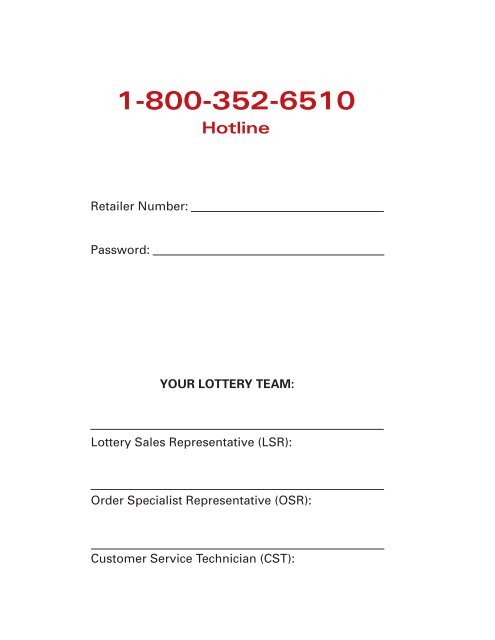 Nebraska Lottery Retailer Manual