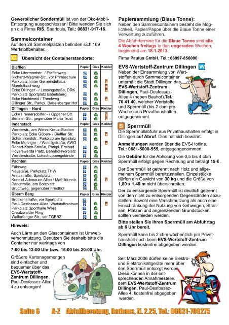 Dokument-Download Abfallinfo 2013 allgemeine ... - Stadt Dillingen