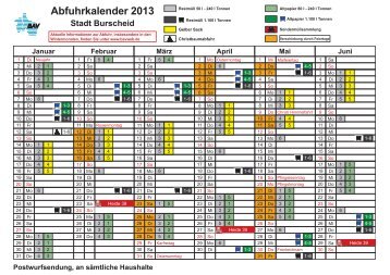 Abfuhrkalender Burscheid 2013 - Bergischer Abfallwirtschaftsverband