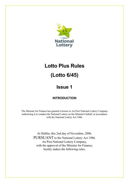Lotto Plus Rules (Lotto 6/45) - National Lottery