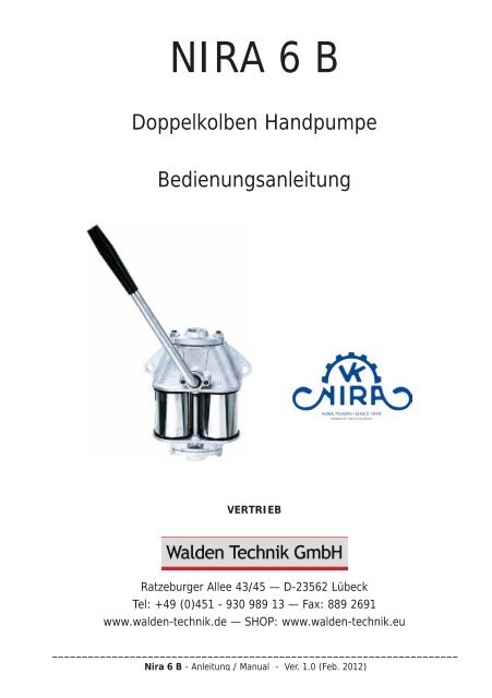 Anleitung zur Nira 6B Handpumpe - Walden Technik Shop