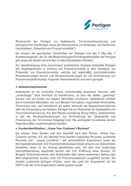 Compliance-Richtlinien des Portigon-Konzerns