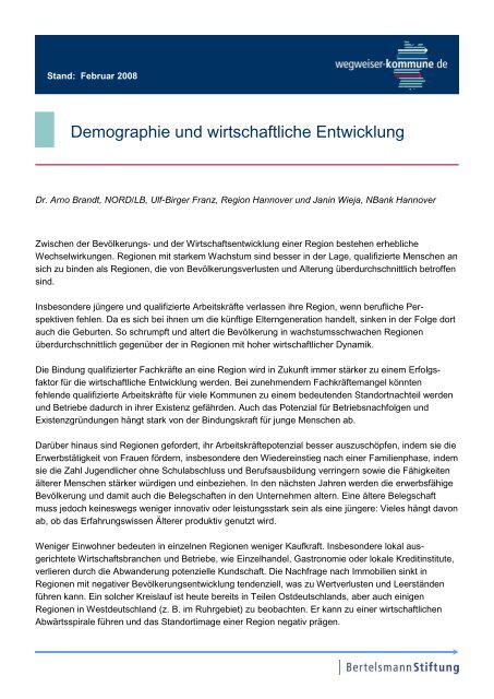 Demographie und wirtschaftliche Entwicklung - Wegweiser Kommune