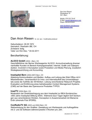 Lebenslauf / CV: Dan Aron Riesen - ALOCO Bern