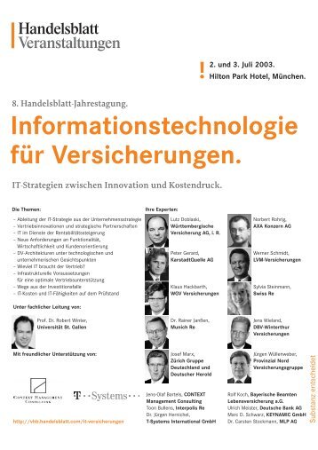 Informationstechnologie für Versicherungen. - Verlagsgruppe ...