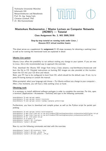 Uebungen zur Vorlesung Rechnernetze und Verteilte Systeme