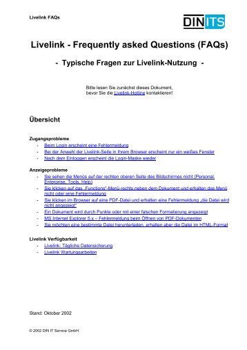 Livelink - Frequently asked Questions (FAQs) - beim Gaeb