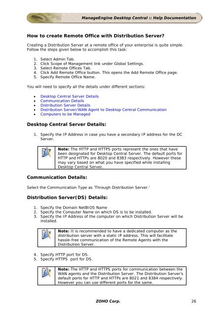 ManageEngine Desktop Central :: Admin Guide