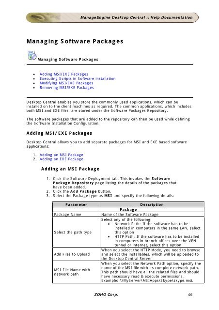 ManageEngine Desktop Central :: Admin Guide