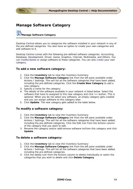 ManageEngine Desktop Central :: Admin Guide