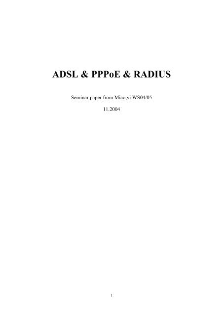 ADSL & PPPoE & RADIUS