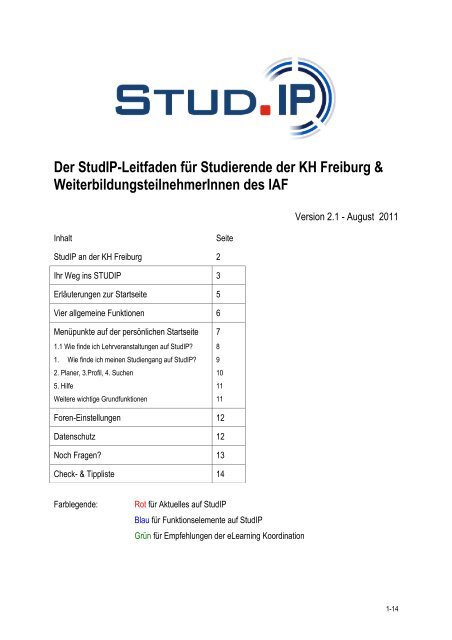 Der StudIP-Leitfaden für Studierende der KH Freiburg - Katholische ...
