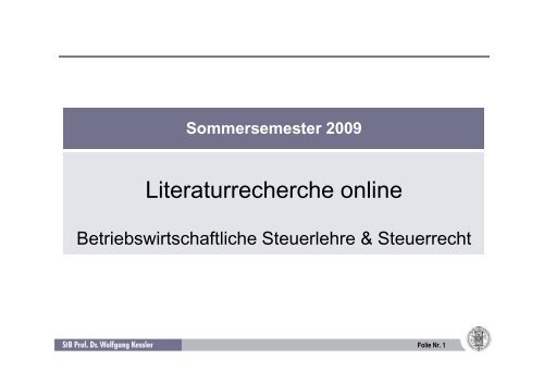 II. Nützliche Internetseiten - Lehrstuhl für Betriebswirtschaftliche ...