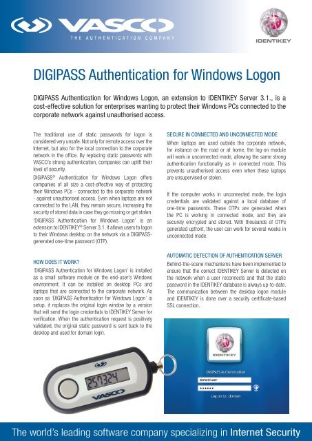 DIGIPASS Authentication for Windows Logon - Vasco