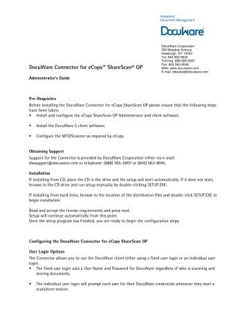 DocuWare Connector for eCopy™ ShareScan® OP - Nuance