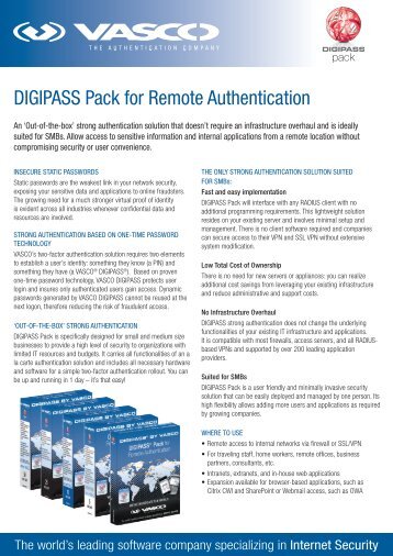 DIGIPASS Pack for Remote authentication with IDENTIKEY - Vasco