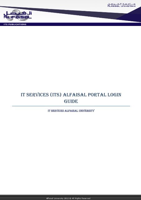 IT Services (ITS) Alfaisal Portal Login Guide - Alfaisal University