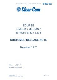 Eclipse Customer Release Notes v5.2 - Clear-Com