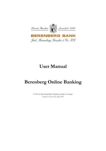 User Manual Berenberg Online Banking - Berenberg Bank