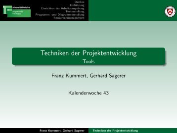 Techniken der Projektentwicklung - Tools - Universität Bielefeld