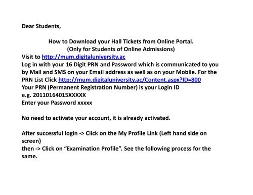Dear Students, How to Download your Hall Tickets from Online ...