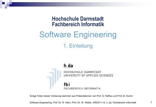 Software Engineering - beim Fachbereich Informatik - Hochschule ...