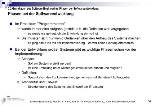 Software Engineering - beim Fachbereich Informatik - Hochschule ...