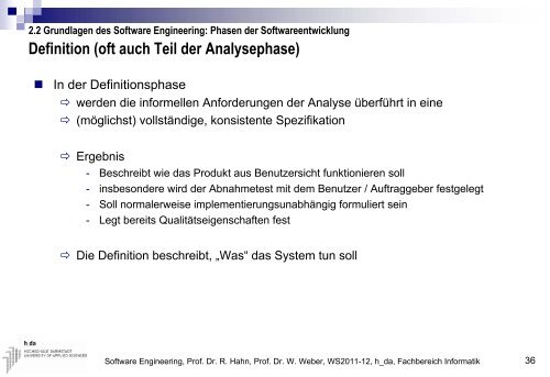 Software Engineering - beim Fachbereich Informatik - Hochschule ...