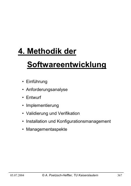 4. Methodik der Softwareentwicklung