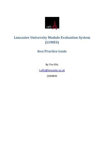 Lancaster University Module Evaluation System (LUMES) Best ...