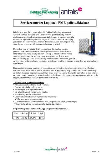 Servicecontract Logipack PME palletwikkelaar - Dekker Packaging