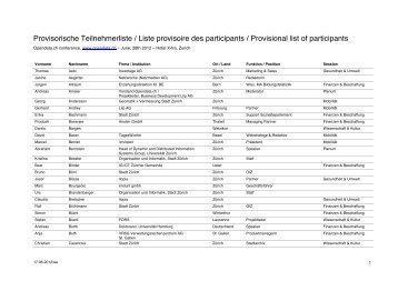 Provisorische Teilnehmerliste / Liste provisoire des participants ...