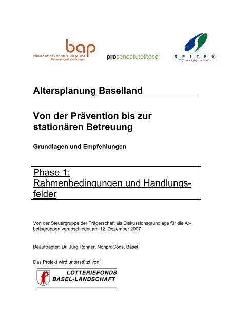 Altersplanung Baselland Von der Prävention bis zur stationären - BAP