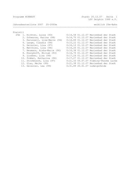 Programm WINBEST Stand: 20.12.07 Seite 1 LSV ... - LSV1990.de