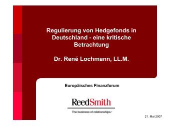 Regulierung von Hedgefonds in Deutschland - eine kritische ...