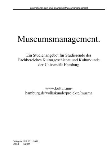 Museumsmanagement. - Kultur.uni-hamburg.de - Universität Hamburg