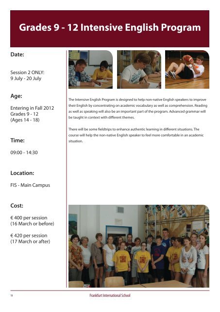 Summer Camps 2012 - Frankfurt International School