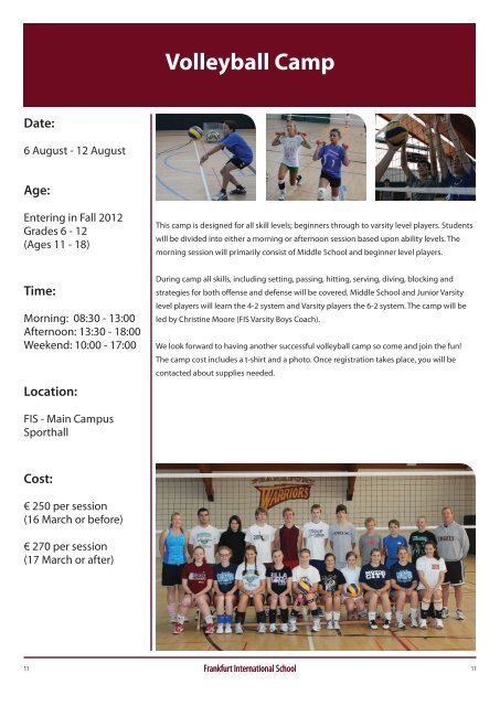 Summer Camps 2012 - Frankfurt International School