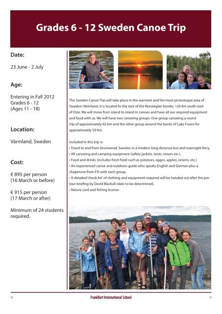 Summer Camps 2012 - Frankfurt International School