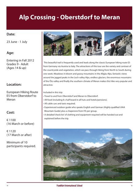 Summer Camps 2012 - Frankfurt International School