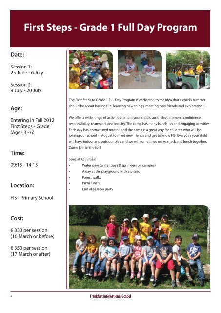 Summer Camps 2012 - Frankfurt International School