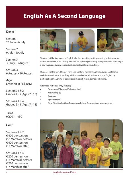 Summer Camps 2012 - Frankfurt International School