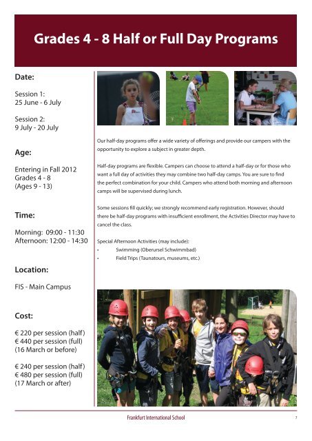 Summer Camps 2012 - Frankfurt International School