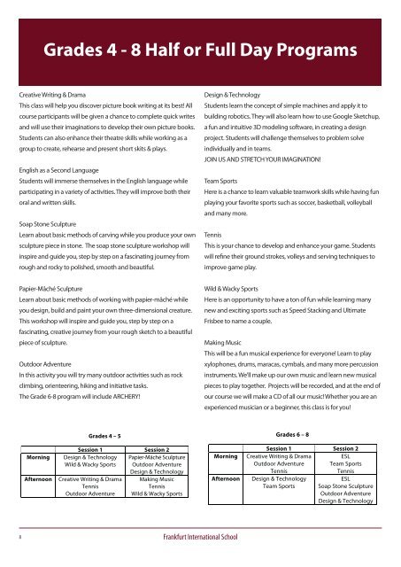 Summer Camps 2012 - Frankfurt International School