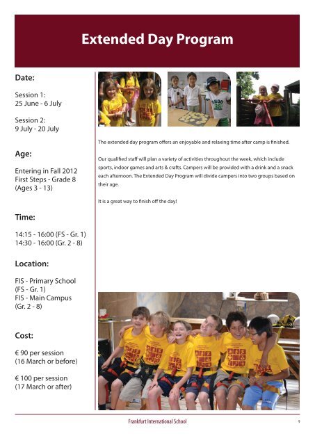 Summer Camps 2012 - Frankfurt International School